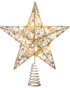 WeRChristmas Tree Toppers^Pre-Lit Star Christmas Tree Topper, Gold, 31 Cm