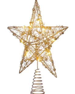 WeRChristmas Tree Toppers^Pre-Lit Star Christmas Tree Topper, Gold, 31 Cm