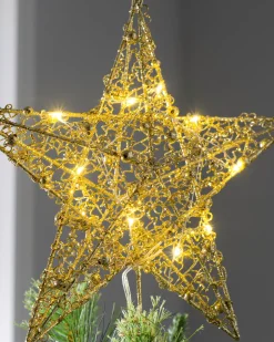 WeRChristmas Tree Toppers^Pre-Lit Star Christmas Tree Topper, Gold, 31 Cm