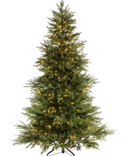 WeRChristmas Pre Lit Christmas Trees^Pre-Lit Traditional Fir Multi-Function Christmas Tree, 8 Ft