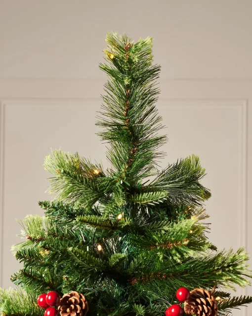 WeRChristmas Budget Christmas Trees|Pre Lit Christmas Trees^Pre-Lit Victorian Mixed Tip Berries & Pinecones Christmas Tree, 5 Ft