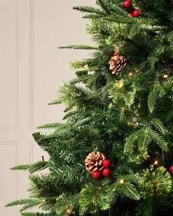 WeRChristmas Pre Lit Christmas Trees^Pre-Lit Victorian Mixed Tip Berries & Pinecones Christmas Tree, 7 Ft