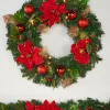 WeRChristmas Decorated Wreaths|Pre Lit Wreaths^Pre-Lit Warm White Decorated Wreath, Red/Gold, 60 Cm