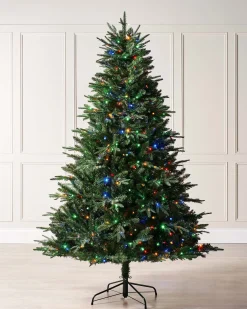 WeRChristmas Premium Christmas Trees|Pre Lit Christmas Trees^Pre-Lit Windsor Fir Christmas Tree, Dual Warm White, 8 Ft