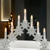 WeRChristmas Table Decorations^Pre-Lit Wooden Candle Bridge, White