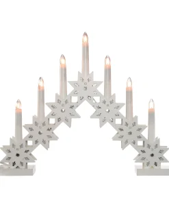 WeRChristmas Table Decorations^Pre-Lit Wooden Candle Bridge, White