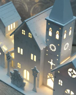 WeRChristmas Table Decorations^Pre-Lit Wooden Church Scene, 22 Cm