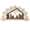 WeRChristmas Table Decorations^Pre-Lit Wooden Nativity Scene, 26 Cm