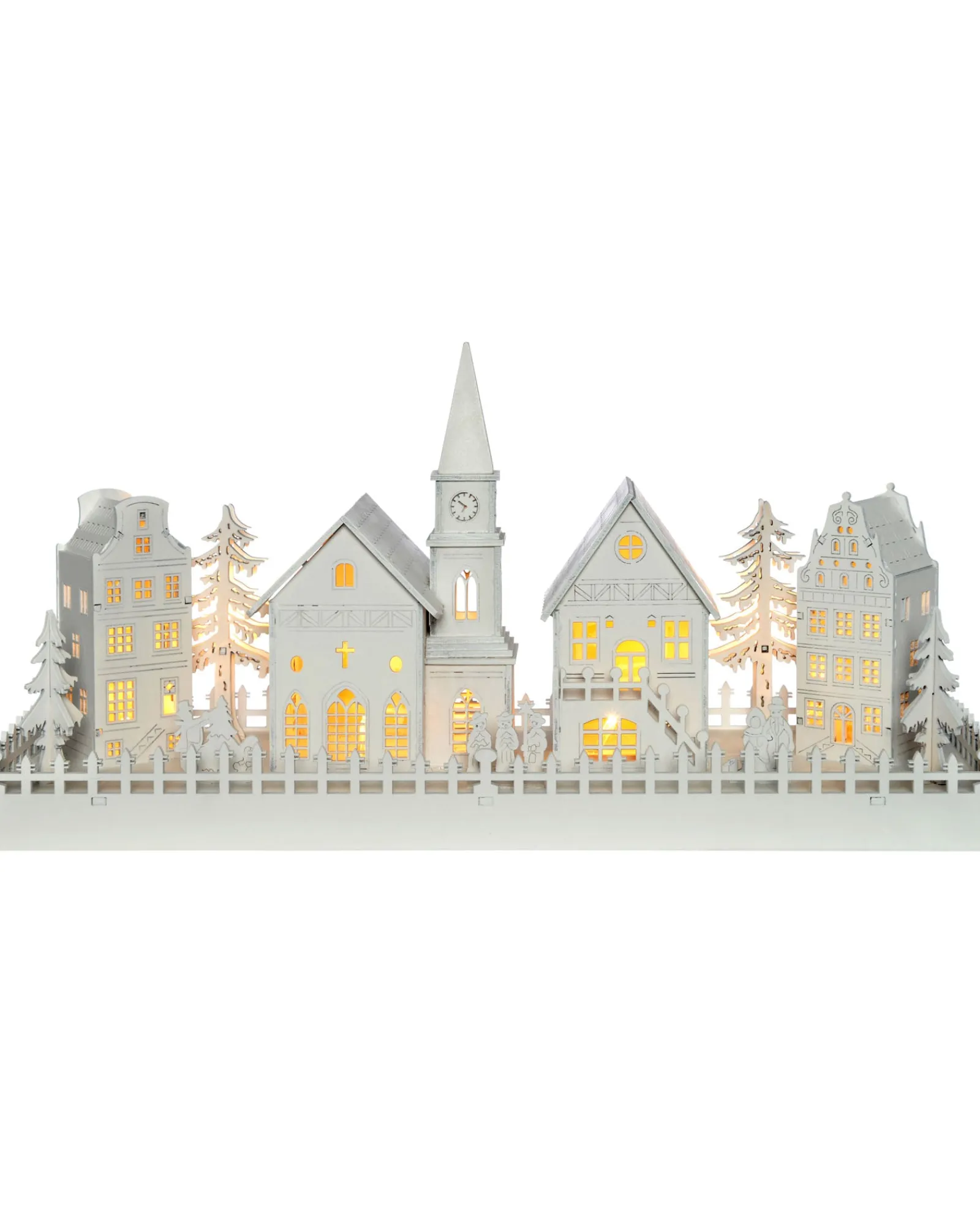 WeRChristmas Table Decorations^Pre-Lit Wooden Village Church Scene, 45 Cm