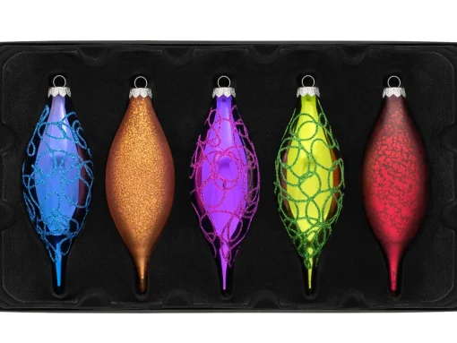 WeRChristmas Glass Baubles^Rainbow Glass Baubles 5 Pack, 15 Cm