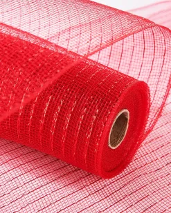 WeRChristmas Deco Mesh^Red Mesh With Red Foils, 9 M