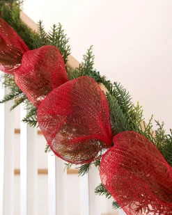 WeRChristmas Deco Mesh^Red Mesh With Red Foils, 9 M