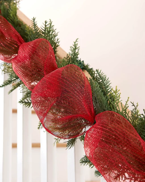 WeRChristmas Deco Mesh^Red Mesh With Red Foils, 9 M