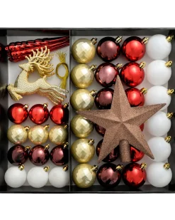 WeRChristmas Shatterproof Baubles^Red/Gold Shatterproof Baubles Set, 50 Pack