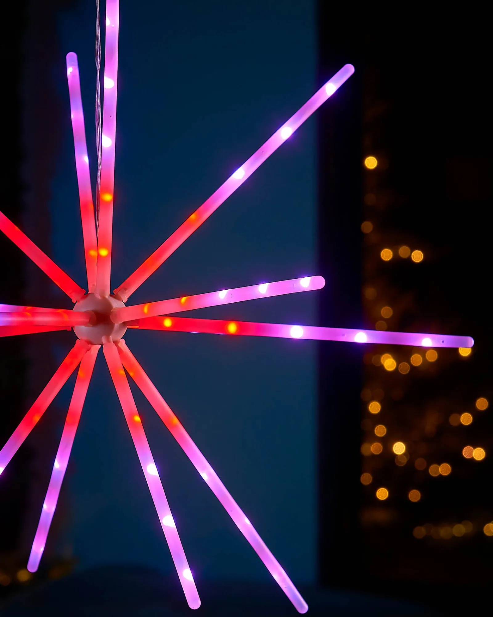 WeRChristmas Festive Star, Snowflake & Sign Lights^RGB LED Hanging Starburst Decoration, 56 Cm