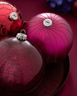 WeRChristmas Glass Baubles^Ruby Glass Baubles, 3 Pack, 13 Cm