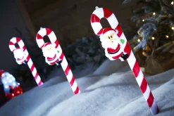 WeRChristmas Pathway Lights^Set Of 3 Candy Cane Pathway Stake Lights, 60 Cm