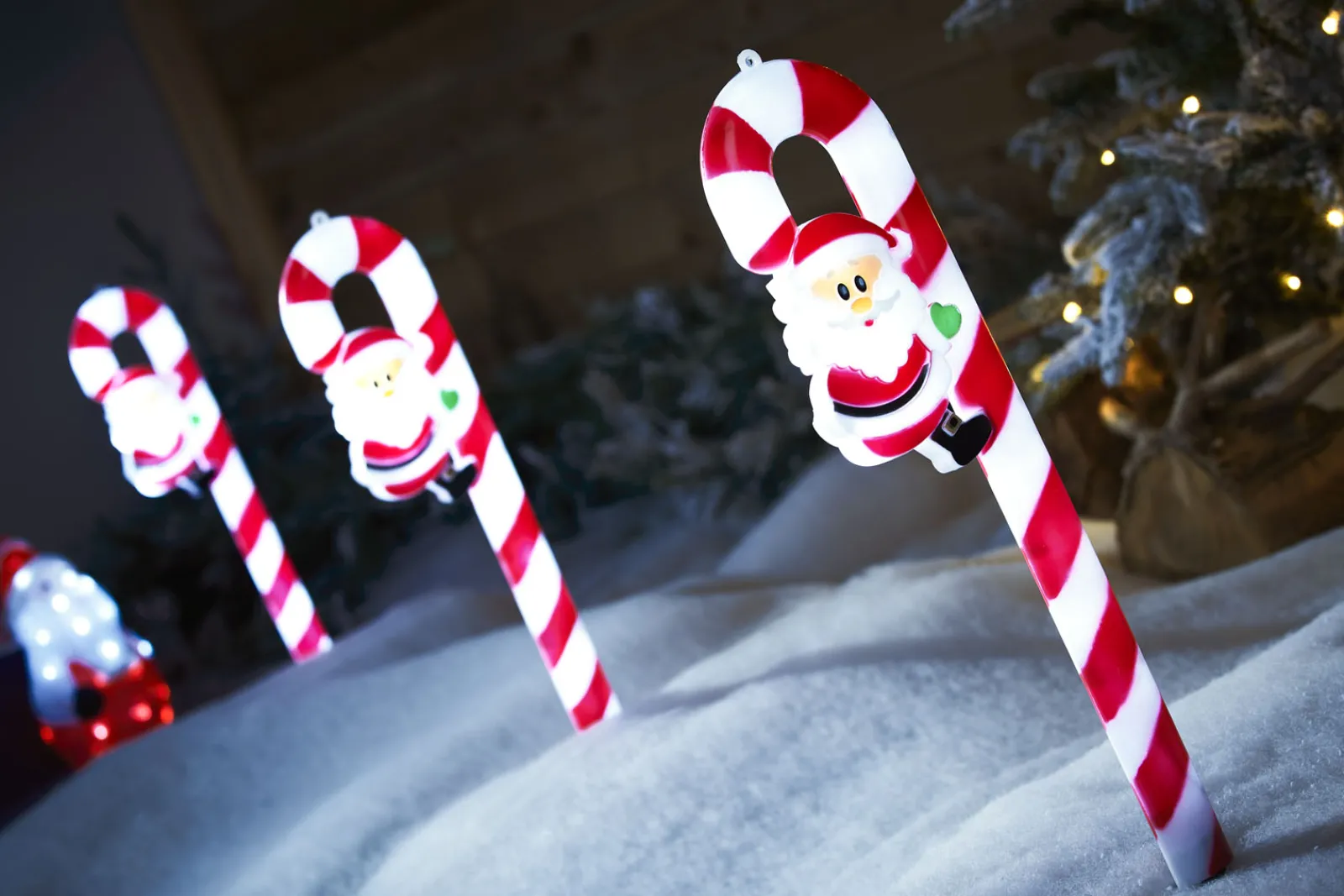 WeRChristmas Pathway Lights^Set Of 3 Candy Cane Pathway Stake Lights, 60 Cm