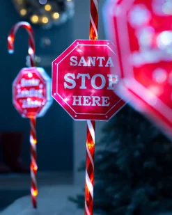 WeRChristmas Pathway Lights^Set Of 4 Candy Cane Pathway Stake Lights, 80 Cm