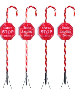 WeRChristmas Pathway Lights^Set Of 4 Candy Cane Pathway Stake Lights, 80 Cm