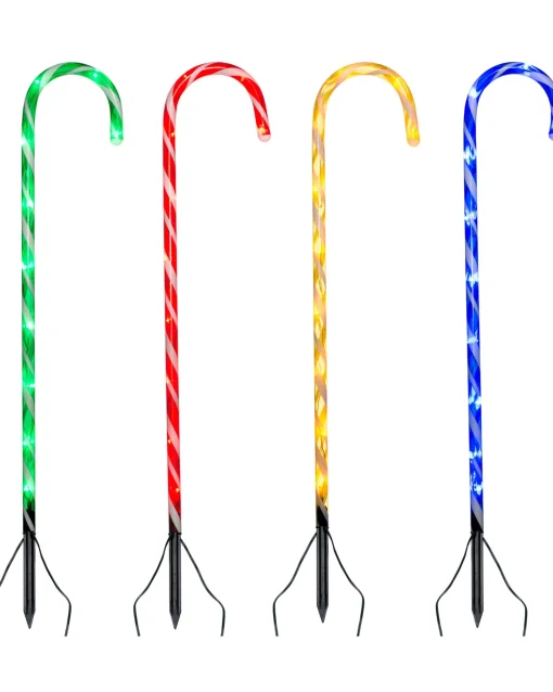 WeRChristmas Connectable Lights^Set Of 4 Connectable Candy Cane Pathway Lights, 75 Cm
