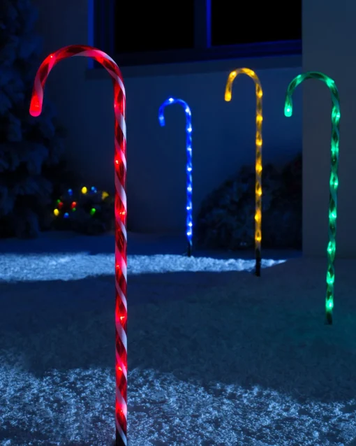 WeRChristmas Connectable Lights^Set Of 4 Connectable Candy Cane Pathway Lights, 75 Cm