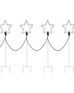 WeRChristmas Festive Star, Snowflake & Sign Lights|Pathway Lights^Set Of 4 Flashing Star Rope Light Silhouette, 120 Cm