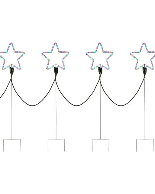 WeRChristmas Festive Star, Snowflake & Sign Lights|Pathway Lights^Set Of 4 Flashing Star Rope Light Silhouette, 120 Cm