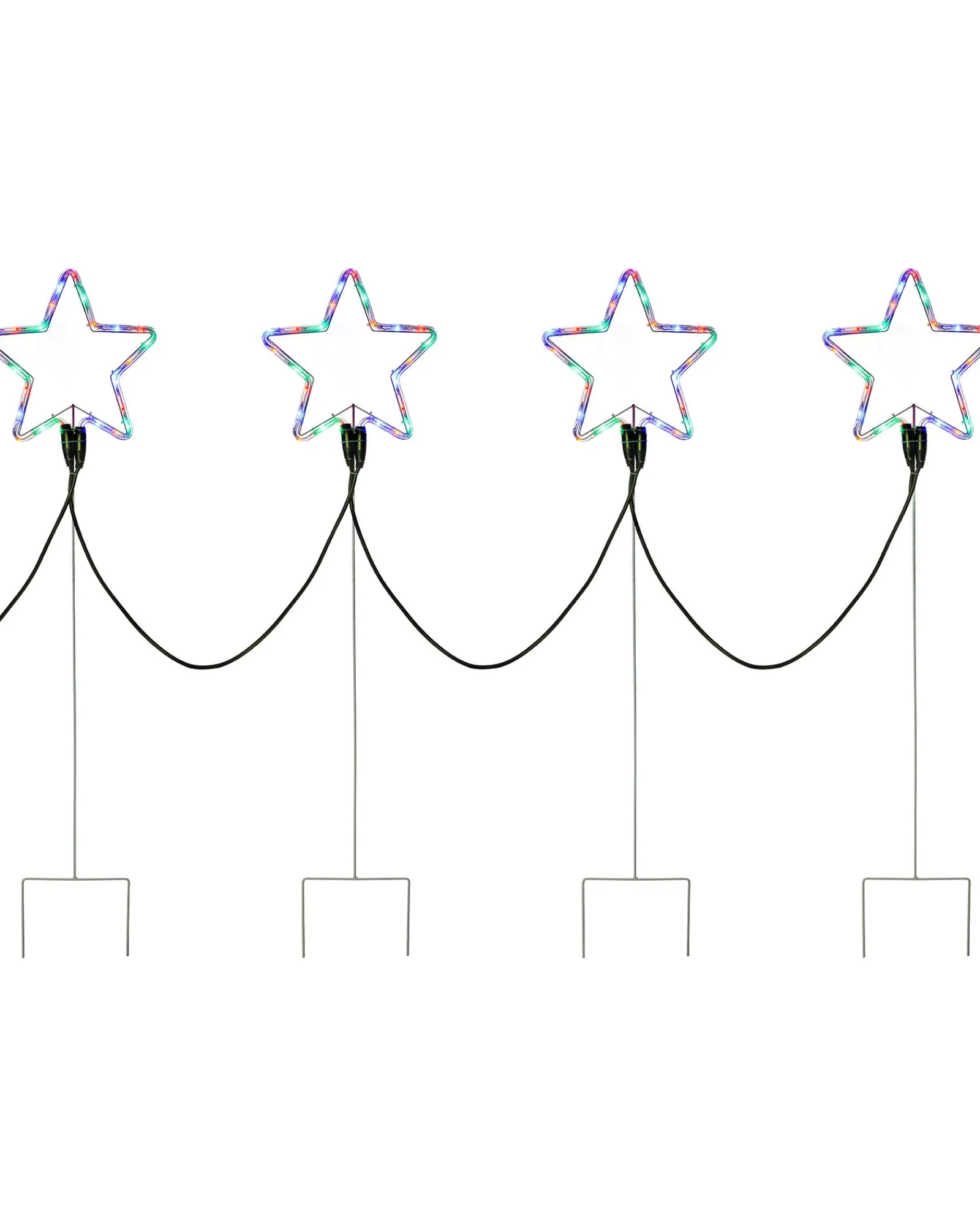 WeRChristmas Festive Star, Snowflake & Sign Lights|Pathway Lights^Set Of 4 Flashing Star Rope Light Silhouette, 120 Cm