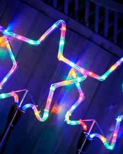 WeRChristmas Festive Star, Snowflake & Sign Lights|Pathway Lights^Set Of 4 Flashing Star Rope Light Silhouette, 120 Cm