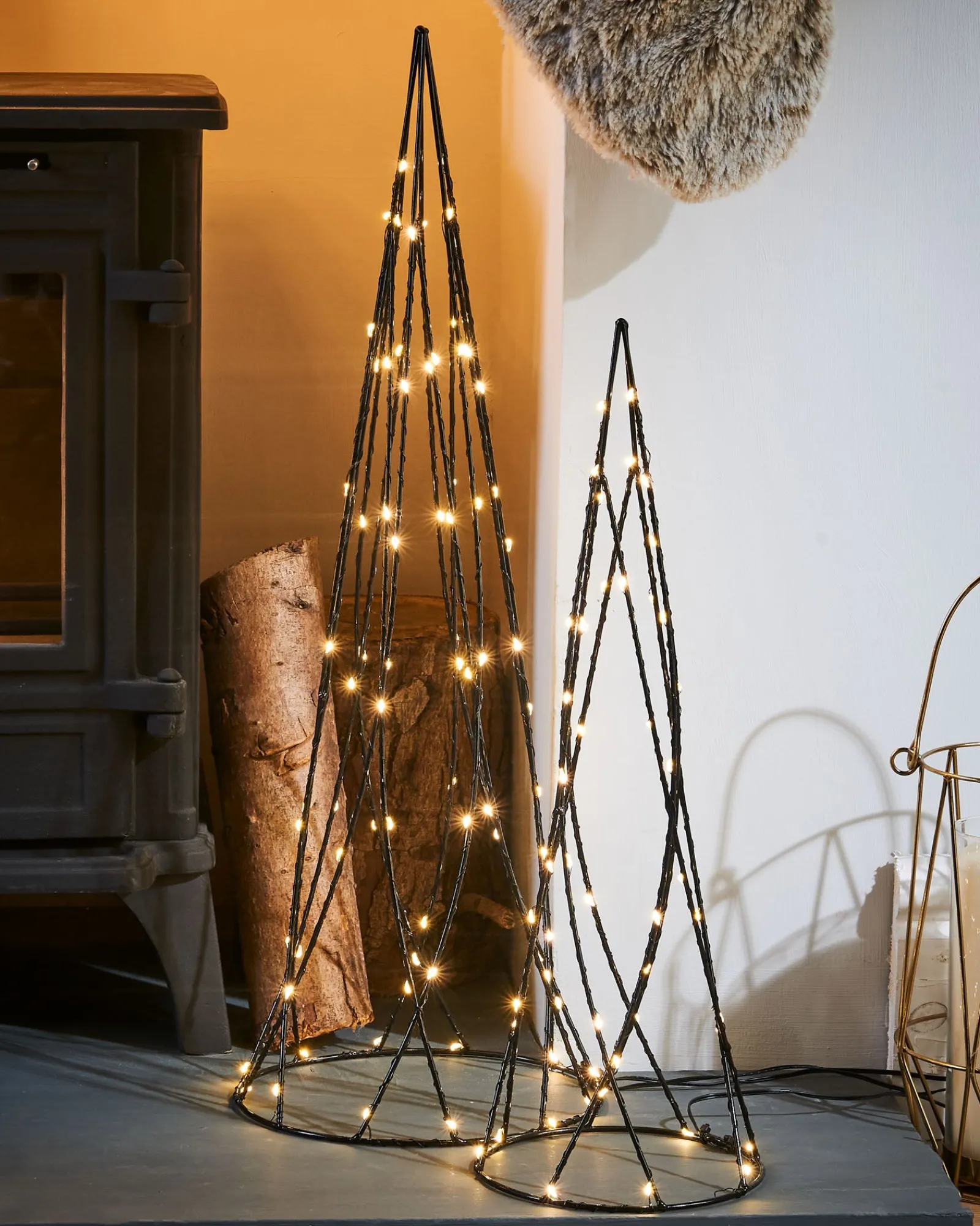 WeRChristmas Table Decorations^Set Of 2 Geometric Christmas Tree Cones, 60 Cm