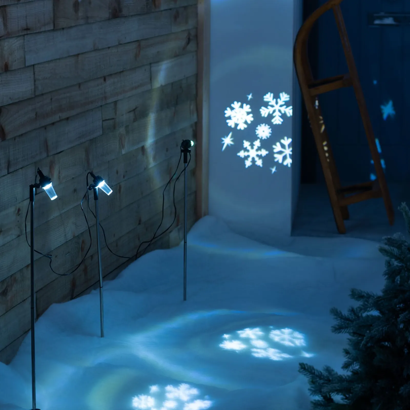 WeRChristmas Pathway Lights^Set Of 3 LED Snowflake Projector Lights, 72 Cm