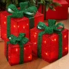 WeRChristmas Table Decorations^Set Of 3 Pre-Lit Gift Box Silhouettes, Red, 26 Cm
