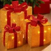 WeRChristmas Table Decorations^Set Of 3 Pre-Lit Gift Box Silhouettes, Gold