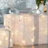 WeRChristmas Table Decorations^Set Of 3 Pre-Lit Gift Boxes, White, 25 Cm