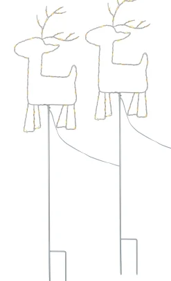 WeRChristmas Pathway Lights^Set Of 2 Reindeer Pathway Stake Lights, 1 M