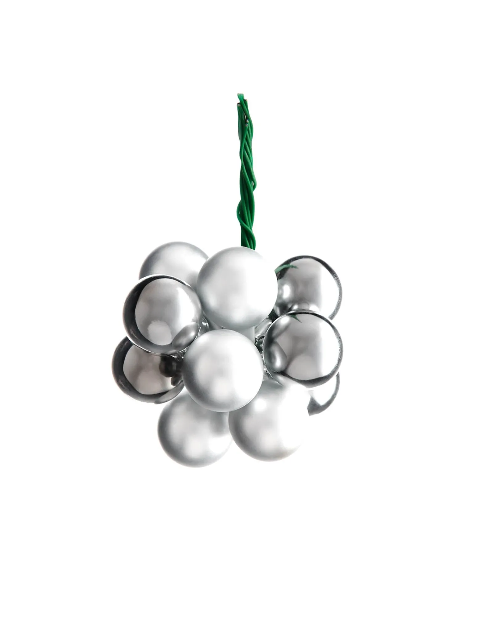 WeRChristmas Glass Baubles^Silver Glass Berry Cluster Baubles, 10 Pack