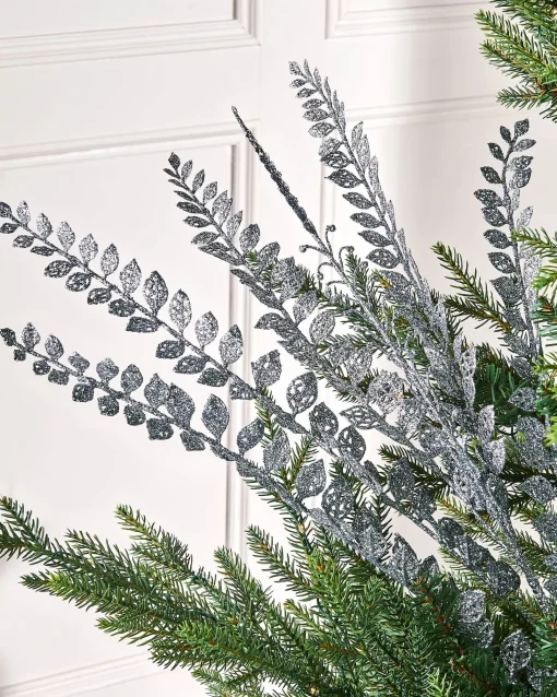 WeRChristmas Flowers & Foliage|Flowers & Foliage^Silver Leaf Christmas Tree Spray, 84 Cm