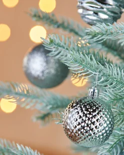 WeRChristmas Shatterproof Baubles^Silver Shatterproof Baubles, 50 Pack, 6 Cm