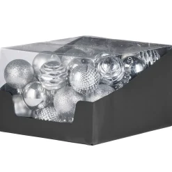 WeRChristmas Shatterproof Baubles^Silver Shatterproof Baubles, 50 Pack, 6 Cm