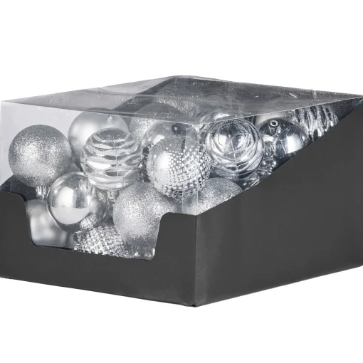 WeRChristmas Shatterproof Baubles^Silver Shatterproof Baubles, 50 Pack, 6 Cm
