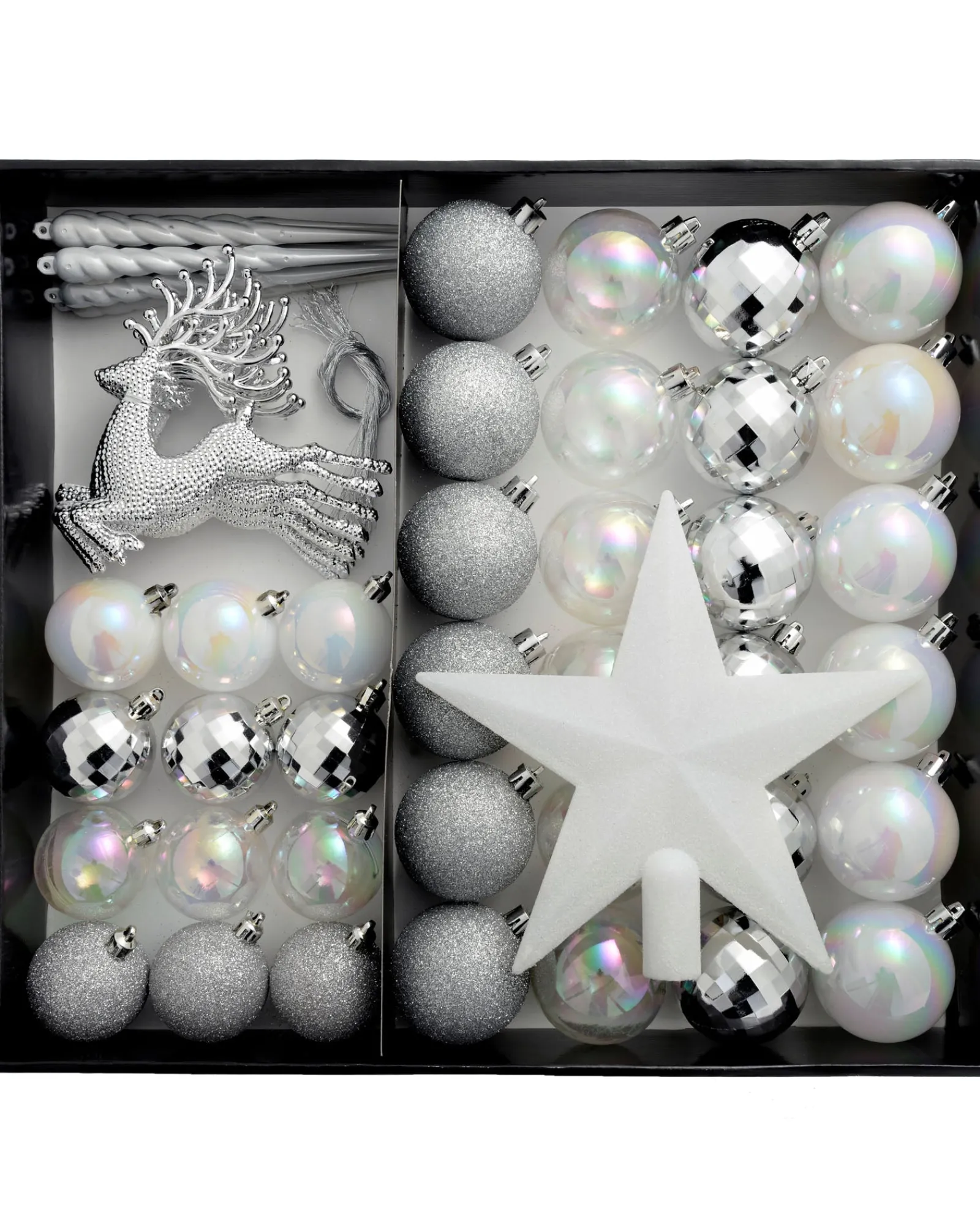 WeRChristmas Shatterproof Baubles^Silver Shatterproof Baubles Set, 50 Pack