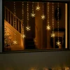 WeRChristmas Window Silhouettes|Curtain & Net Lights^Snowflake Curtain Light String, 1.2 M