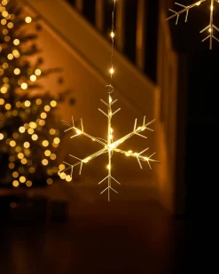 WeRChristmas Window Silhouettes|Curtain & Net Lights^Snowflake Curtain Light String, 1.2 M