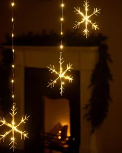 WeRChristmas Window Silhouettes|Curtain & Net Lights^Snowflake Curtain Light String, 1.2 M