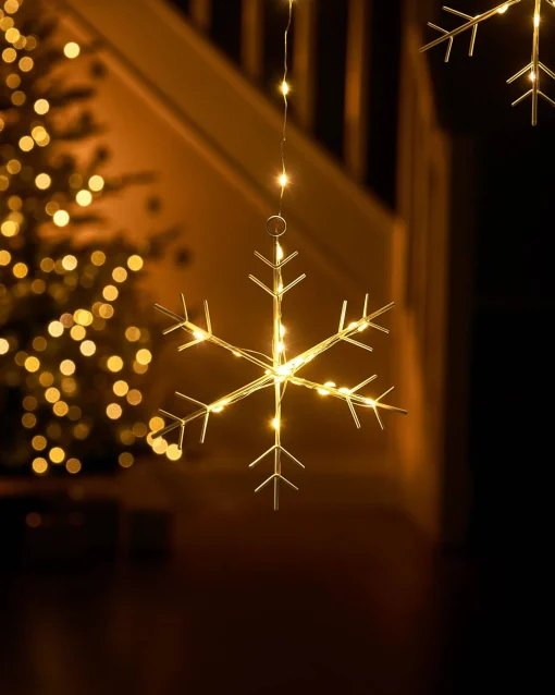 WeRChristmas Window Silhouettes|Curtain & Net Lights^Snowflake Curtain Light String, 1.2 M