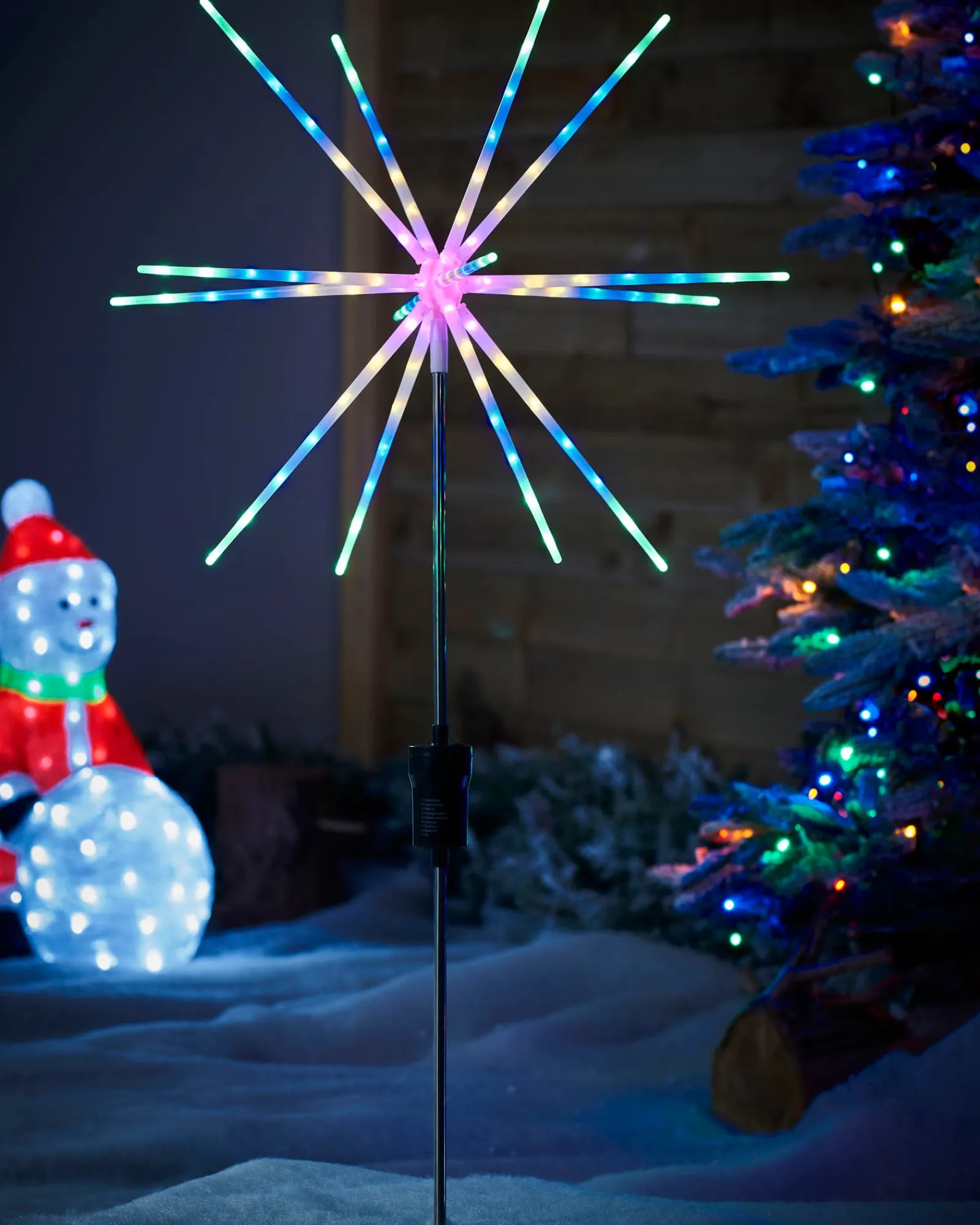 WeRChristmas Festive Star, Snowflake & Sign Lights|Pathway Lights^Starburst Pathway Stake Light, Multi-Coloured, 98 Cm