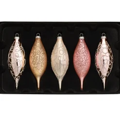 WeRChristmas Glass Baubles^Sweet Harmony Glass Baubles, 5 Pack, 15 Cm