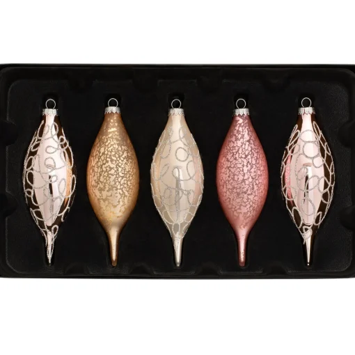WeRChristmas Glass Baubles^Sweet Harmony Glass Baubles, 5 Pack, 15 Cm