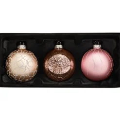 WeRChristmas Glass Baubles^Sweet Harmony Glass Baubles, 3 Pack, 10 Cm